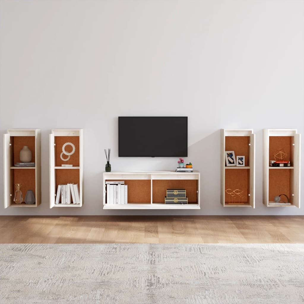 Meubles TV 5 pcs Blanc Bois massif de pin - XIOS