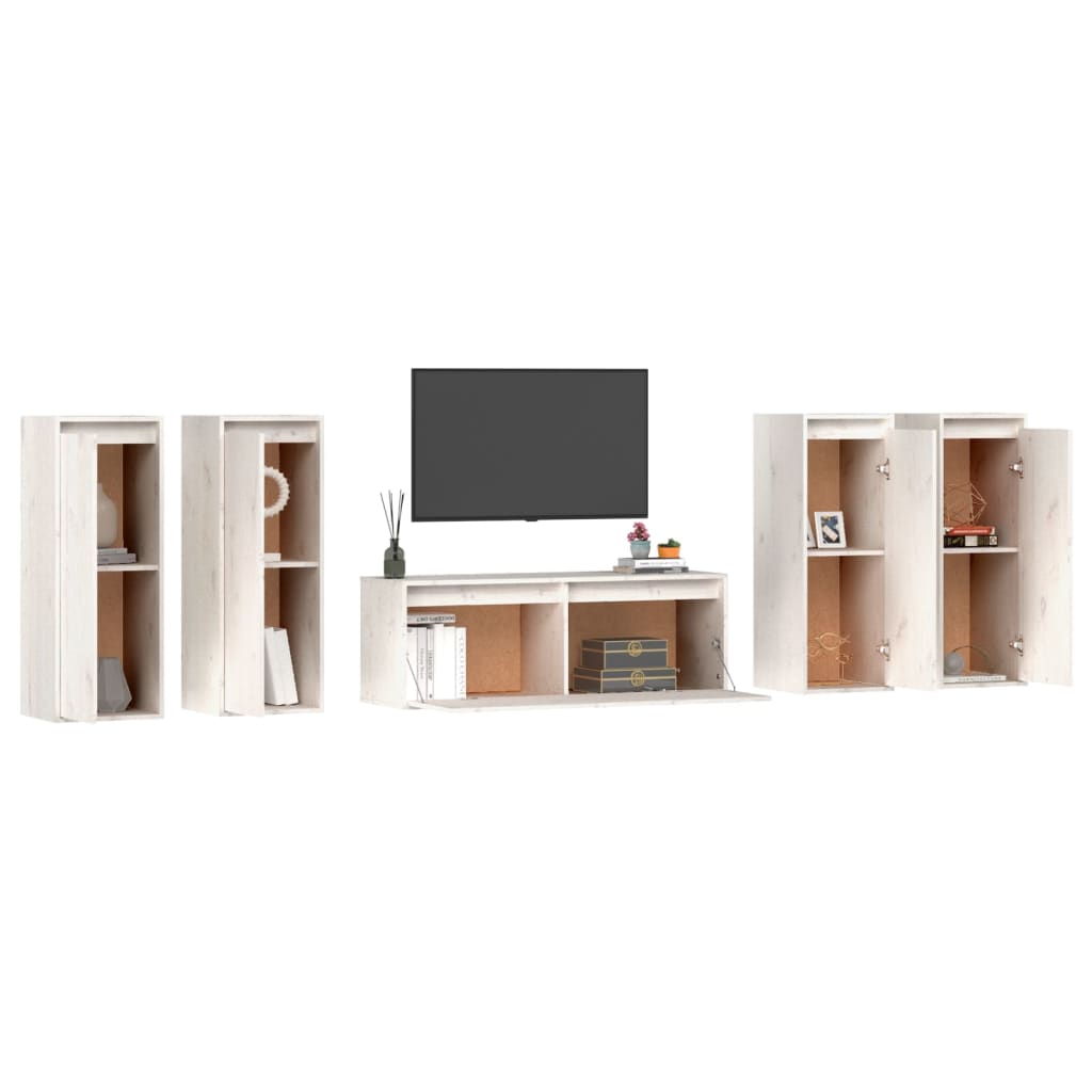 Meubles TV 5 pcs Blanc Bois massif de pin - XIOS