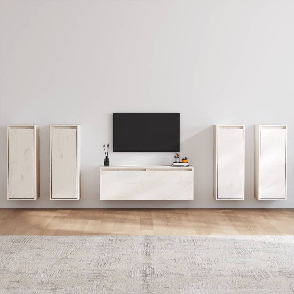 Meubles TV 5 pcs Blanc Bois massif de pin - XIOS