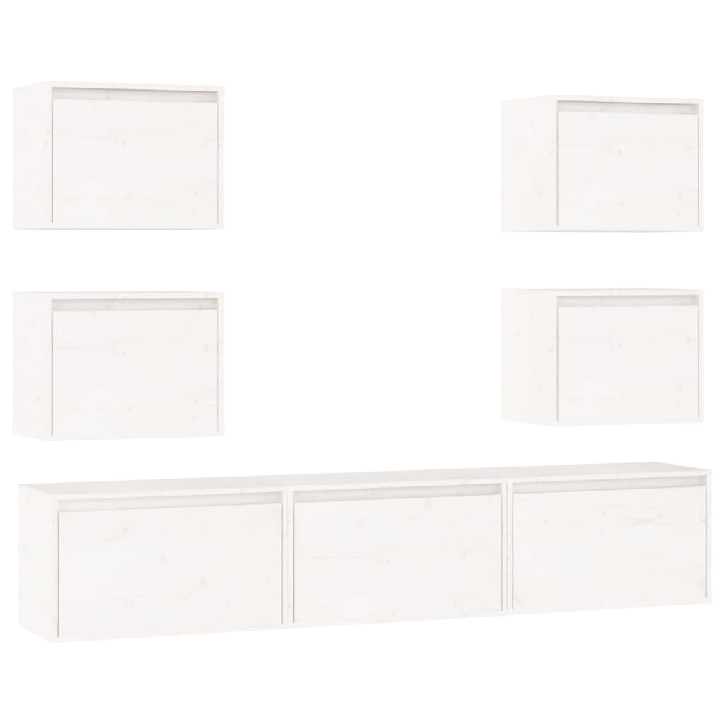 Meubles TV 7 pcs Blanc Bois massif de pin - XIOS
