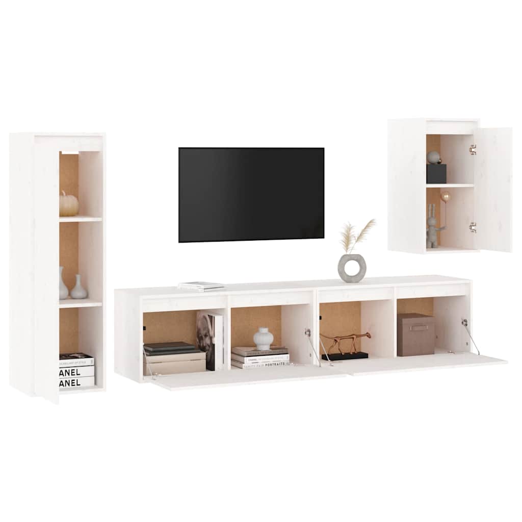 Meubles TV 4 pcs Blanc Bois massif de pin - XIOS