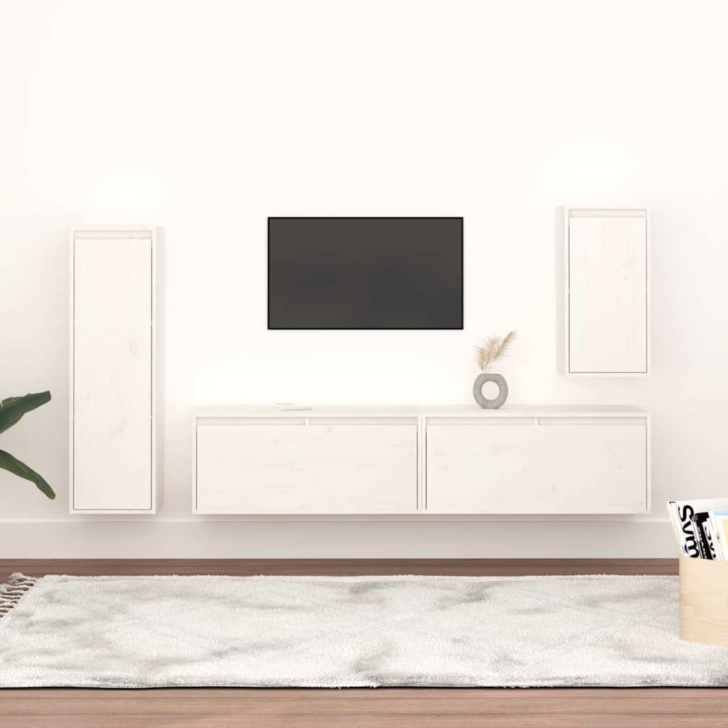 Meubles TV 4 pcs Blanc Bois massif de pin - XIOS