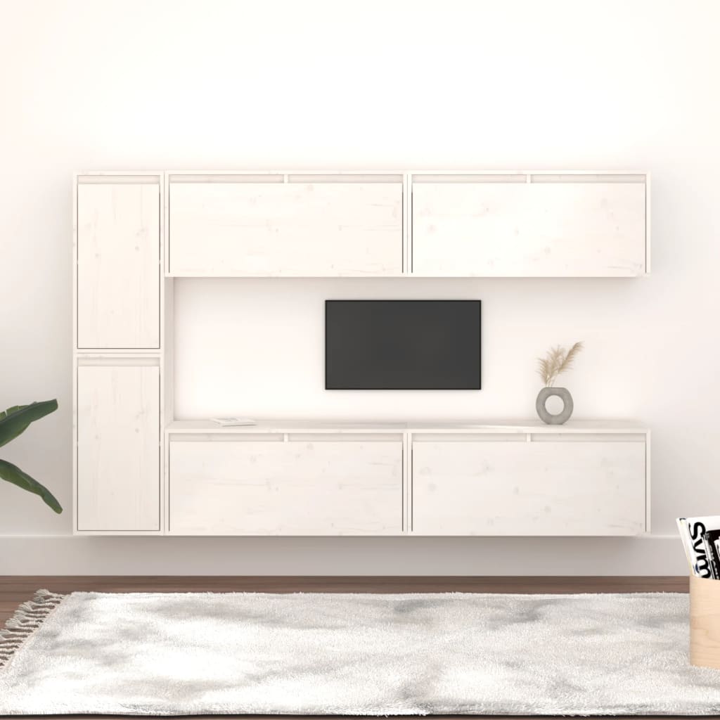 Meubles TV 6 pcs Blanc Bois massif de pin - XIOS