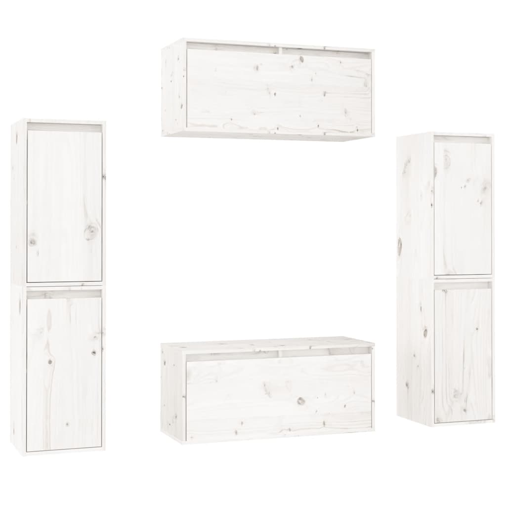 Meubles TV 6 pcs Blanc Bois massif de pin - XIOS