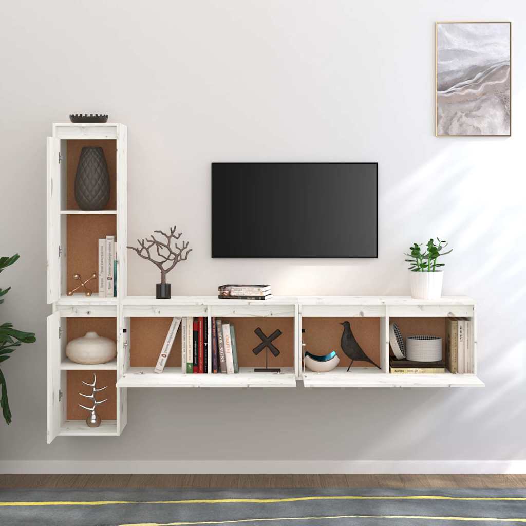 Meubles TV 4 pcs Blanc Bois massif de pin - XIOS