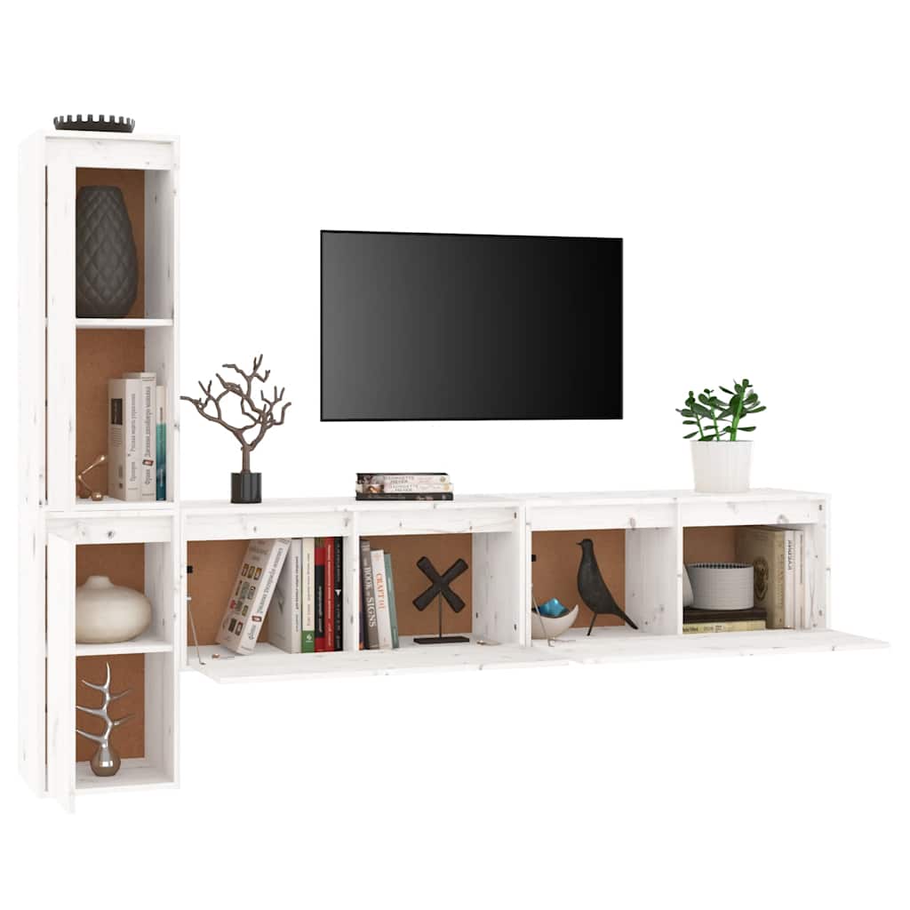Meubles TV 4 pcs Blanc Bois massif de pin - XIOS