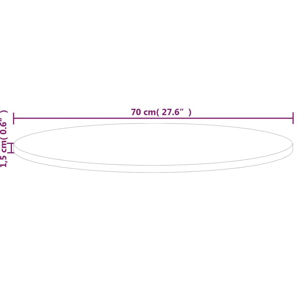 Dessus de table rond Ø70x1,5 cm Bois de chêne massif non traité - XIOS