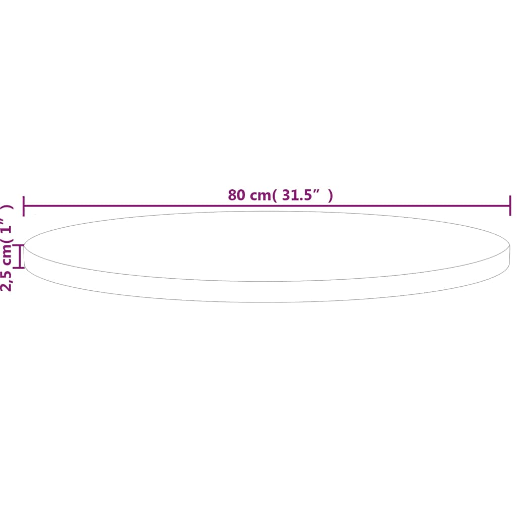 Dessus de table rond Ø80x2,5 cm Bois de chêne massif non traité - XIOS