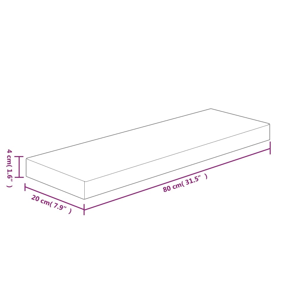 Panneau d'étagère 80x20x4 cm Bois de chêne massif non traité - XIOS