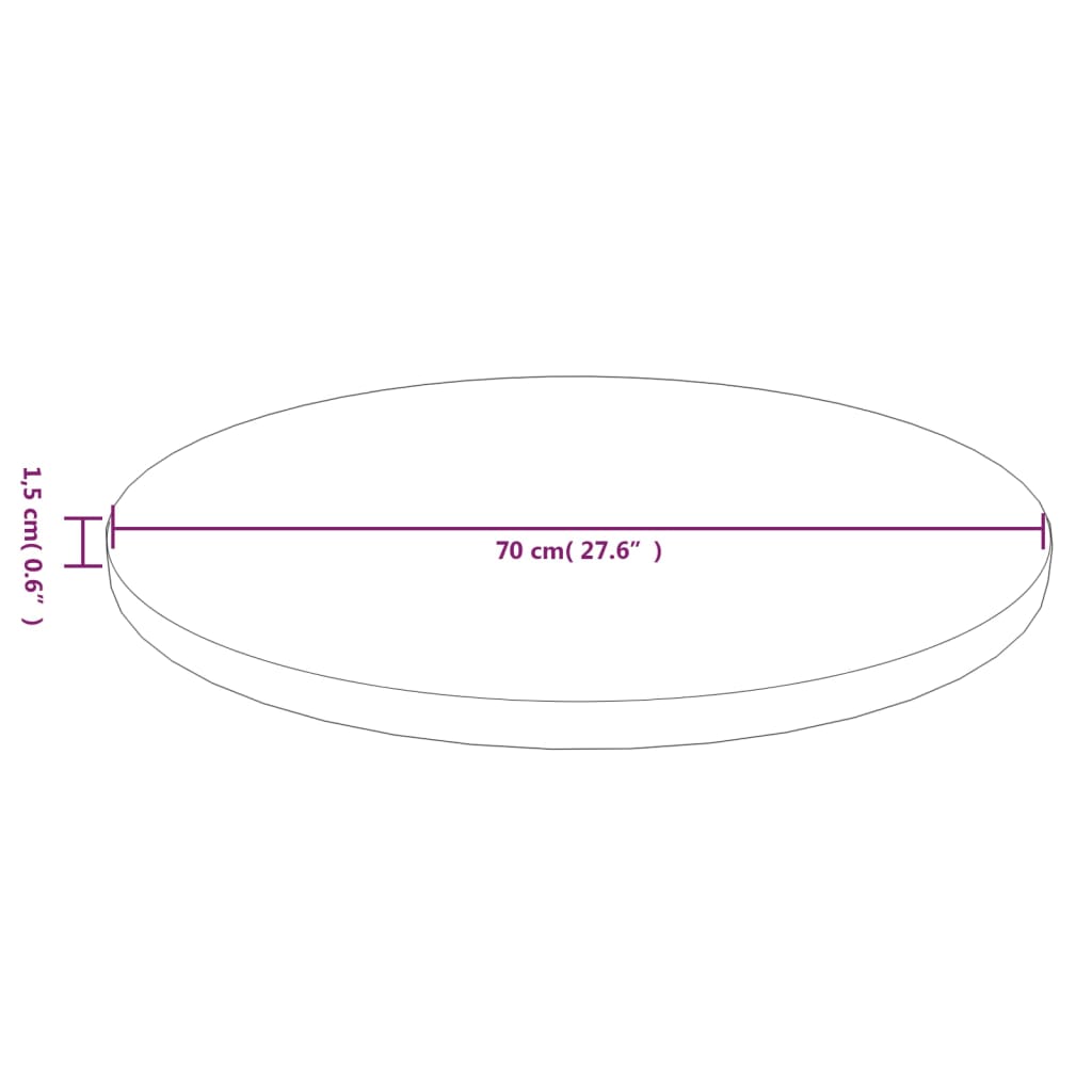 Dessus de table rond Marron foncé Ø70x1,5cm Chêne massif traité