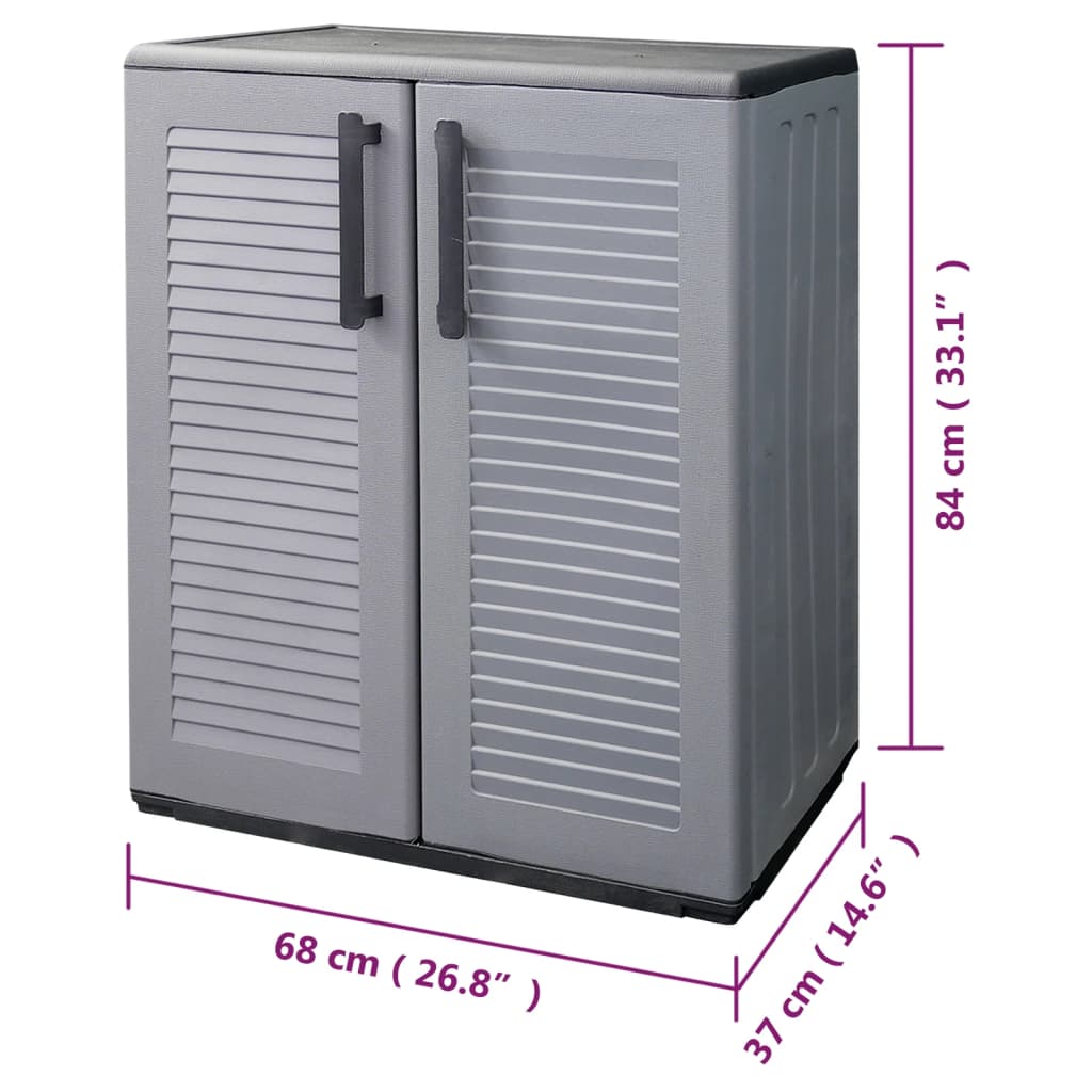 Armoire de rangement de jardin Gris et noir 68x37x84 cm PP