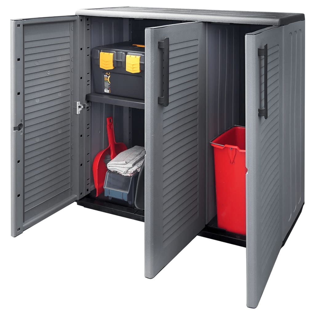 Armoire de rangement de jardin Gris et noir 102x37x84 cm PP