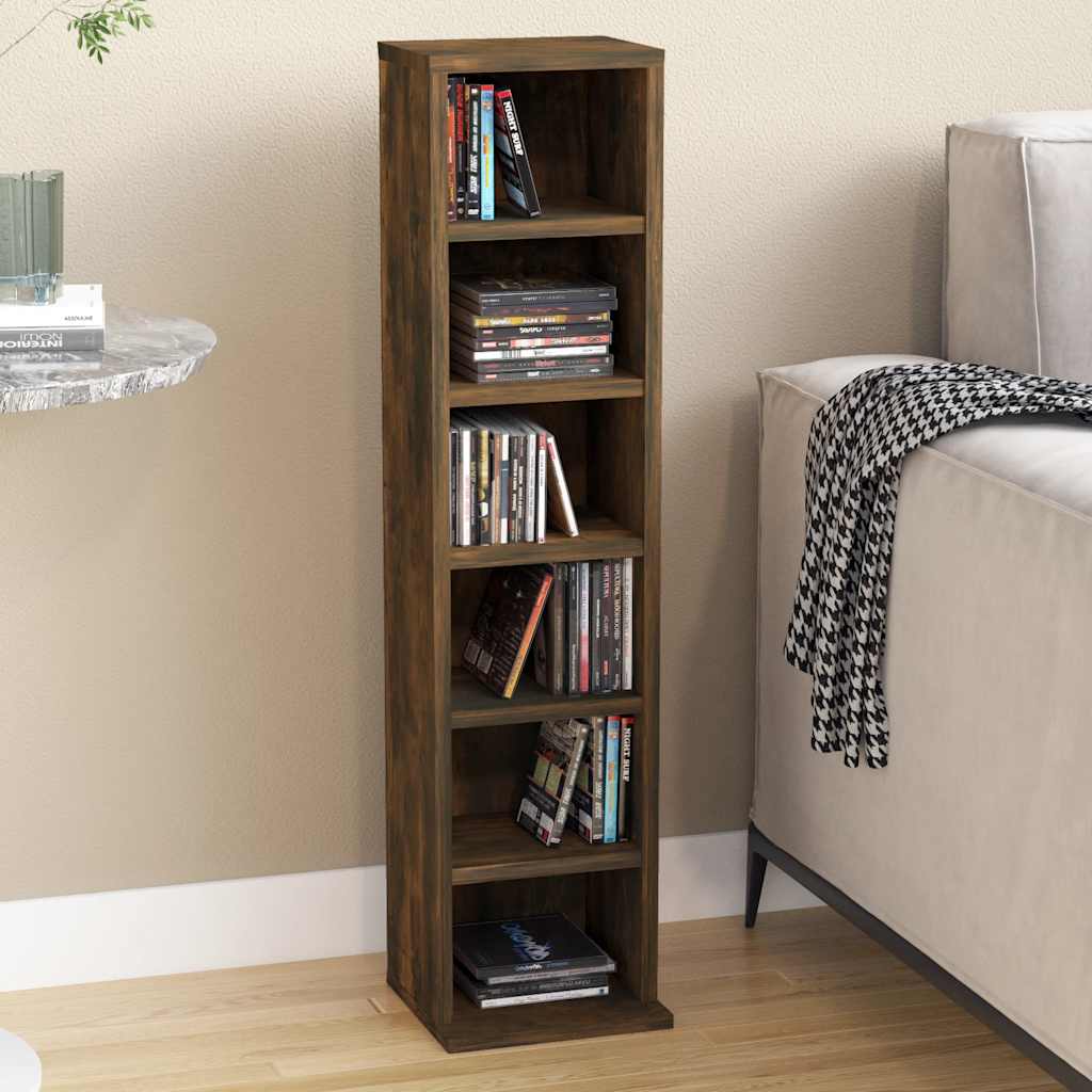 Armoire à CD Chêne fumé 21x20x88 cm Bois d'ingénierie - XIOS