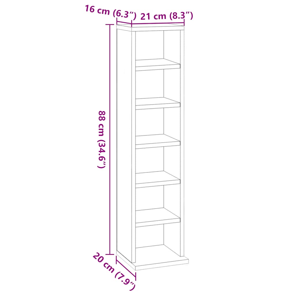 Armoire à CD Sonoma gris 21x20x88 cm Bois d'ingénierie - XIOS