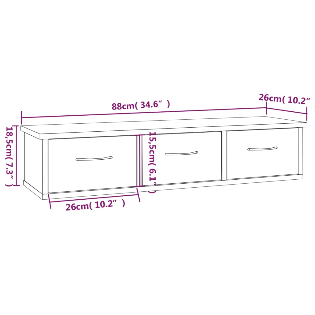 Armoire murale Sonoma gris 88x26x18,5 cm Bois d'ingénierie - XIOS