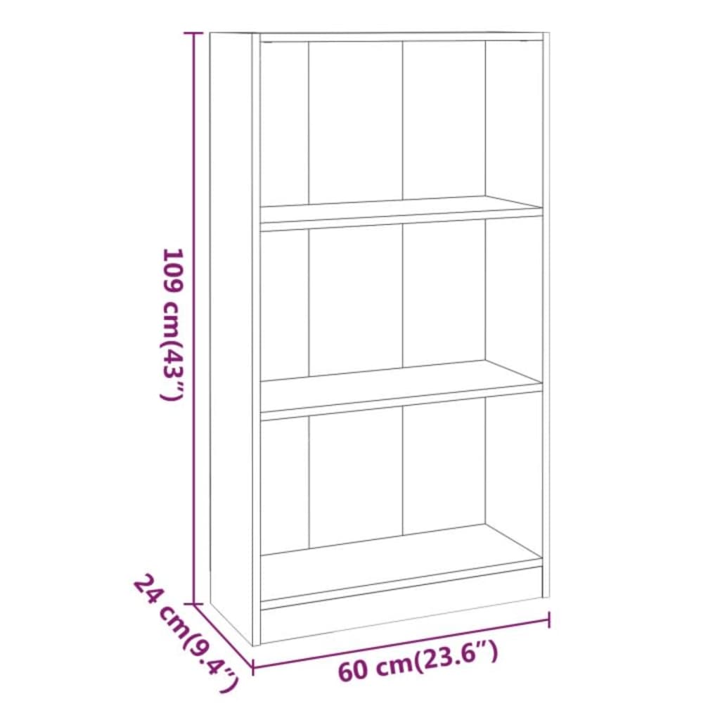 Bibliothèque Chêne fumé 60x24x109 cm Bois d'ingénierie - XIOS
