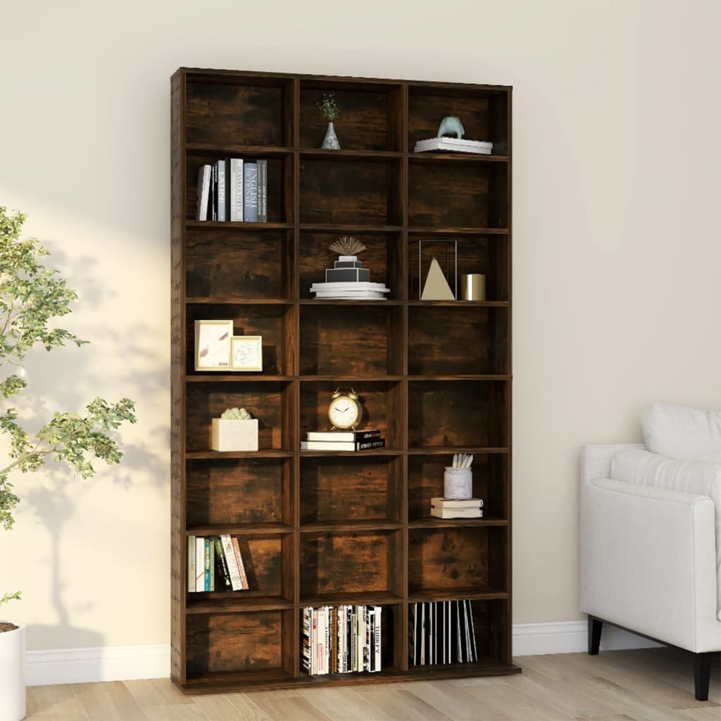 Armoire à CD Chêne fumé 102x23x177,5 cm Bois d'ingénierie - XIOS