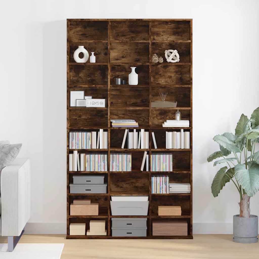 Armoire à CD Chêne fumé 102x23x177,5 cm Bois d'ingénierie - XIOS