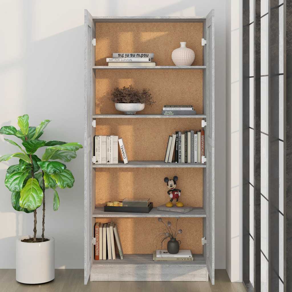 Bibliothèque Sonoma gris 82,5x30,5x185,5 cm Bois d'ingénierie - XIOS