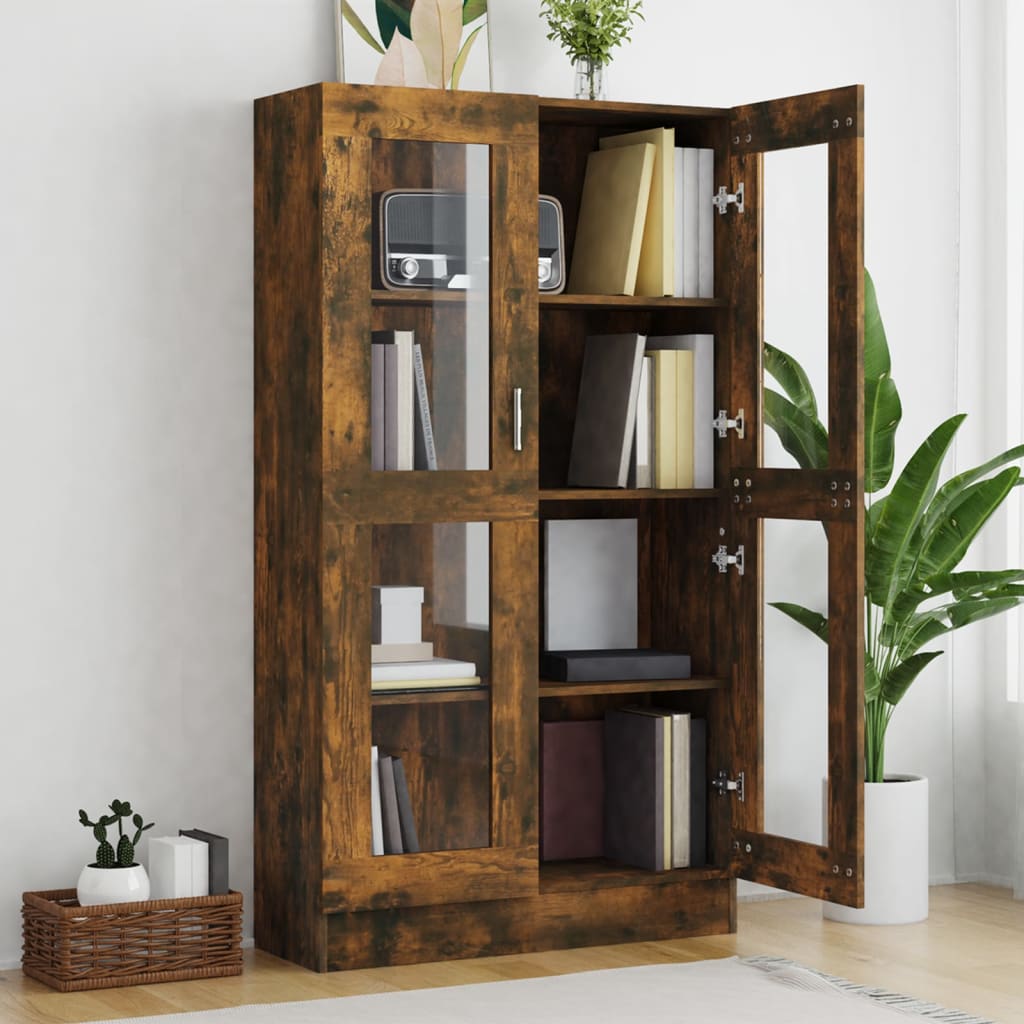 Armoire à vitrine Chêne fumé 82,5x30,5x150 cm Bois d'ingénierie - XIOS