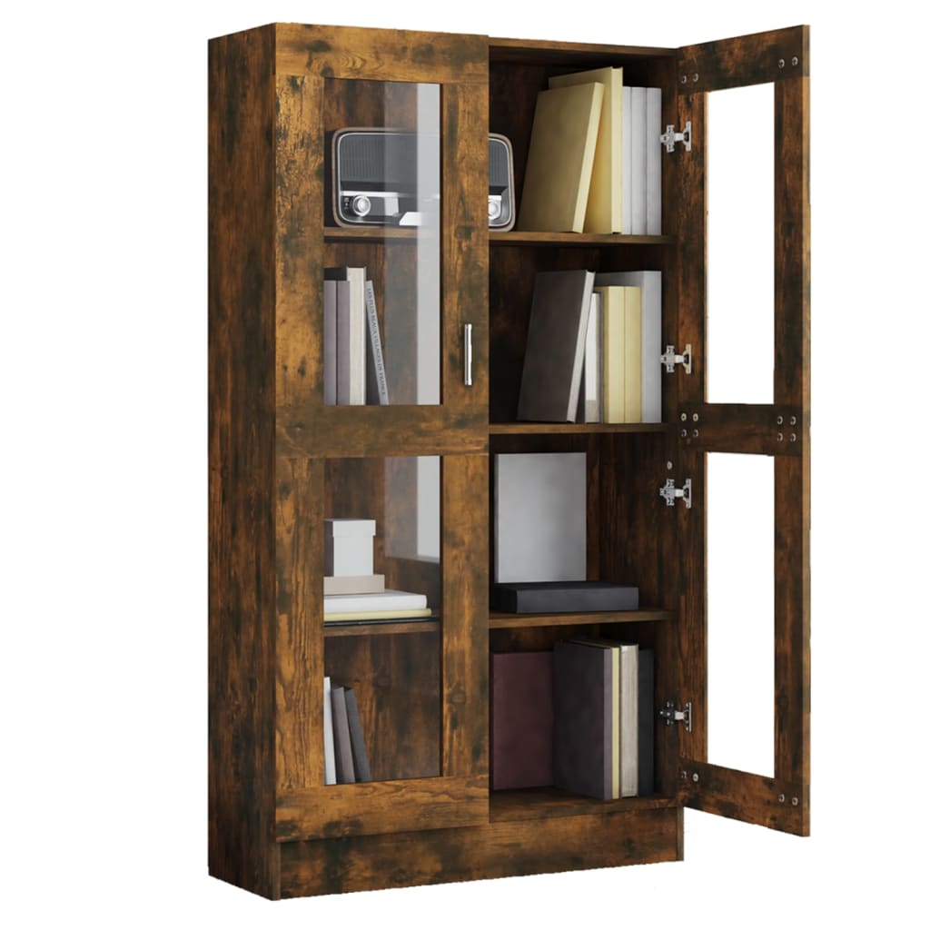 Armoire à vitrine Chêne fumé 82,5x30,5x150 cm Bois d'ingénierie - XIOS
