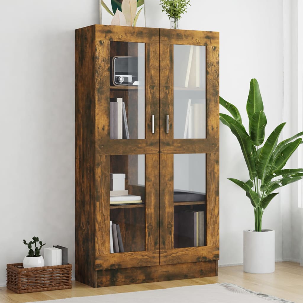 Armoire à vitrine Chêne fumé 82,5x30,5x150 cm Bois d'ingénierie - XIOS
