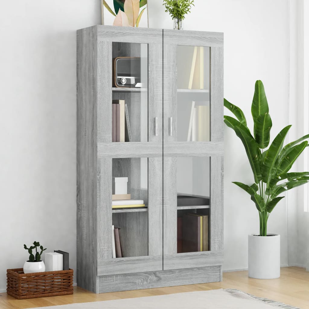 Armoire à vitrine Sonoma gris 82,5x30,5x150cm Bois d'ingénierie - XIOS