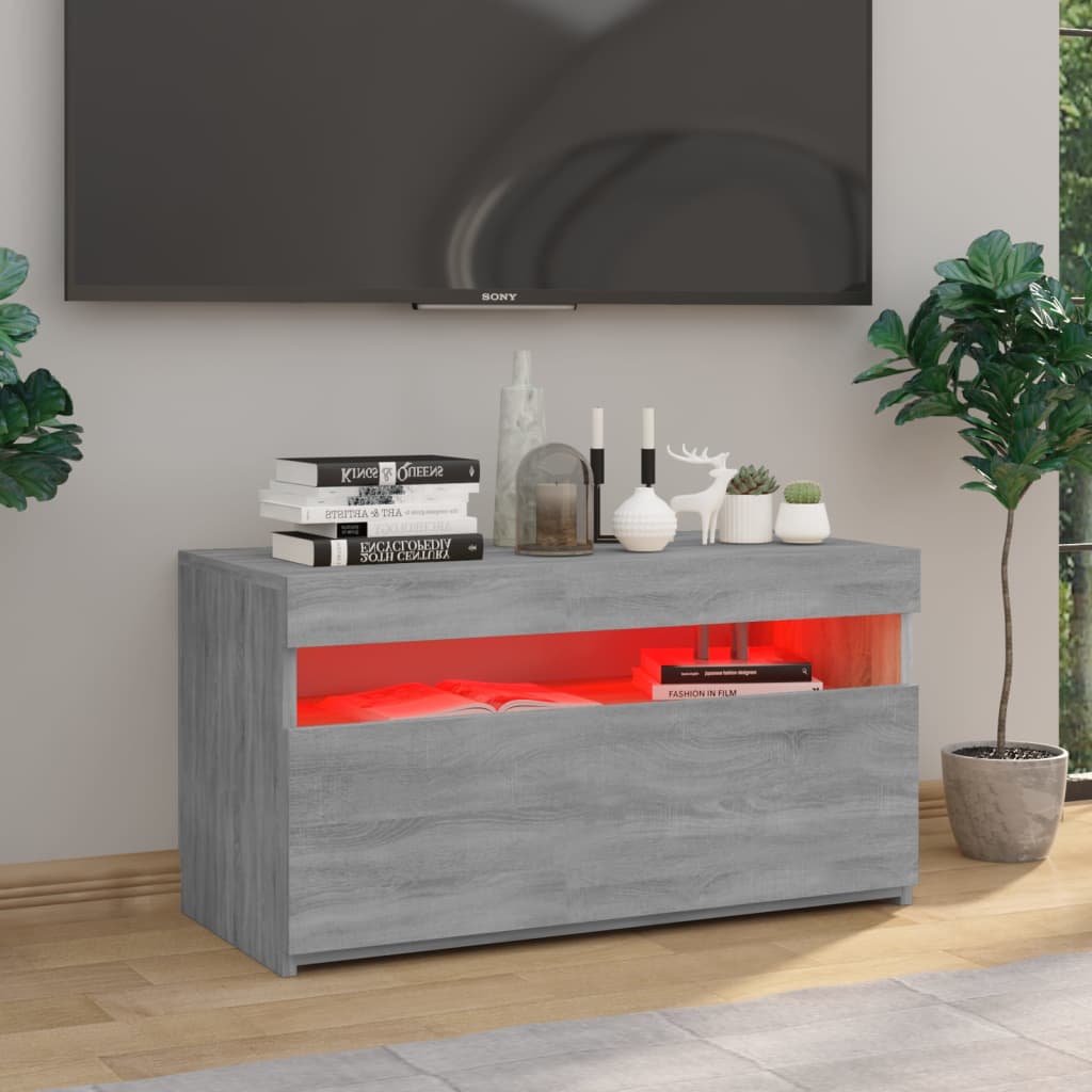 Meuble TV avec lumières LED Sonoma gris 75x35x40 cm - XIOS