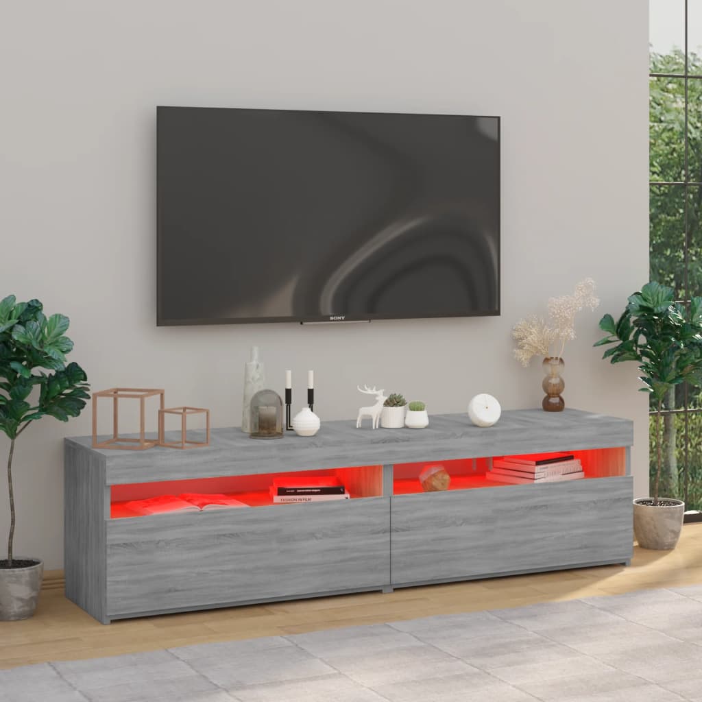Meubles TV avec lumières LED 2 pcs Sonoma gris 75x35x40 cm - XIOS