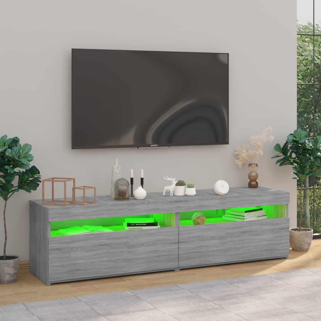Meubles TV avec lumières LED 2 pcs Sonoma gris 75x35x40 cm - XIOS