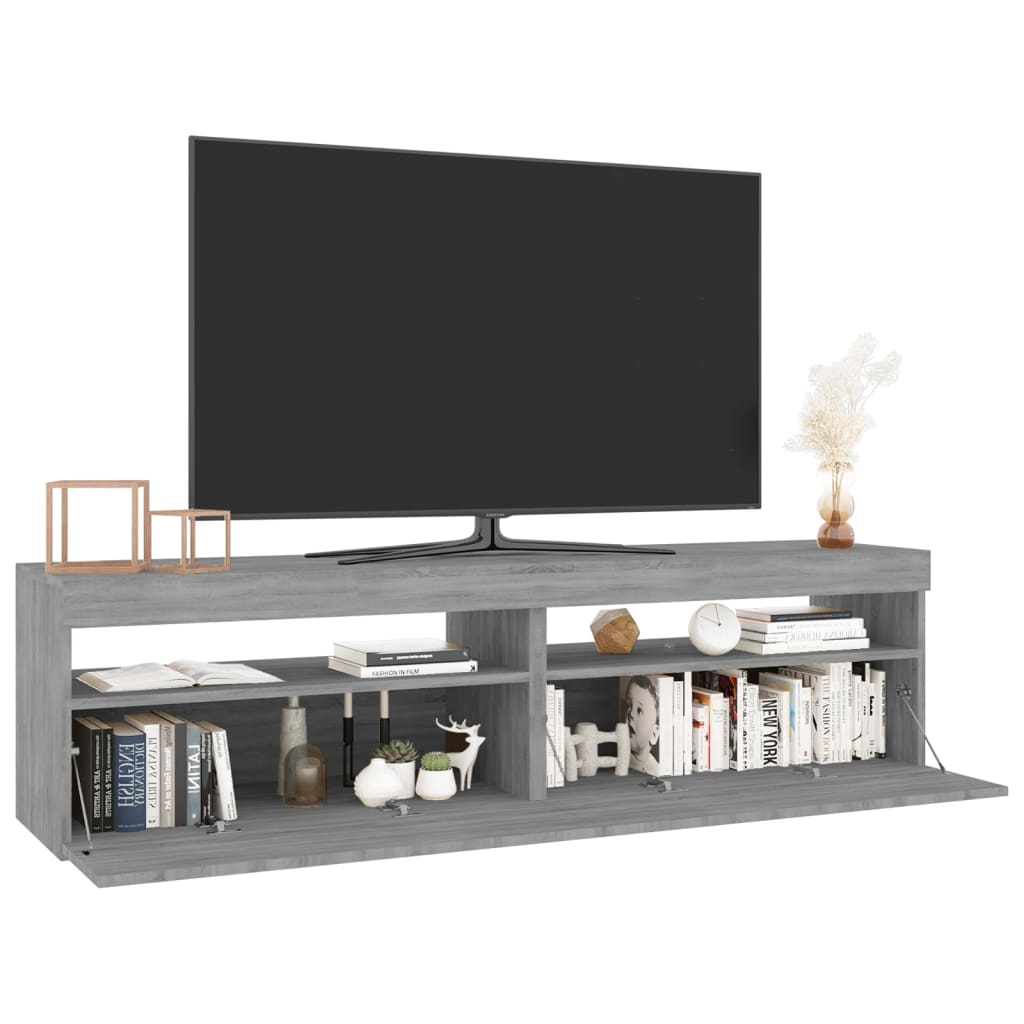 Meubles TV avec lumières LED 2 pcs Sonoma gris 75x35x40 cm - XIOS