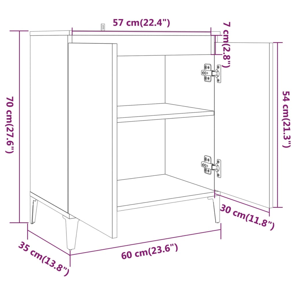 Buffet Sonoma gris 60x35x70 cm Bois d'ingénierie - XIOS