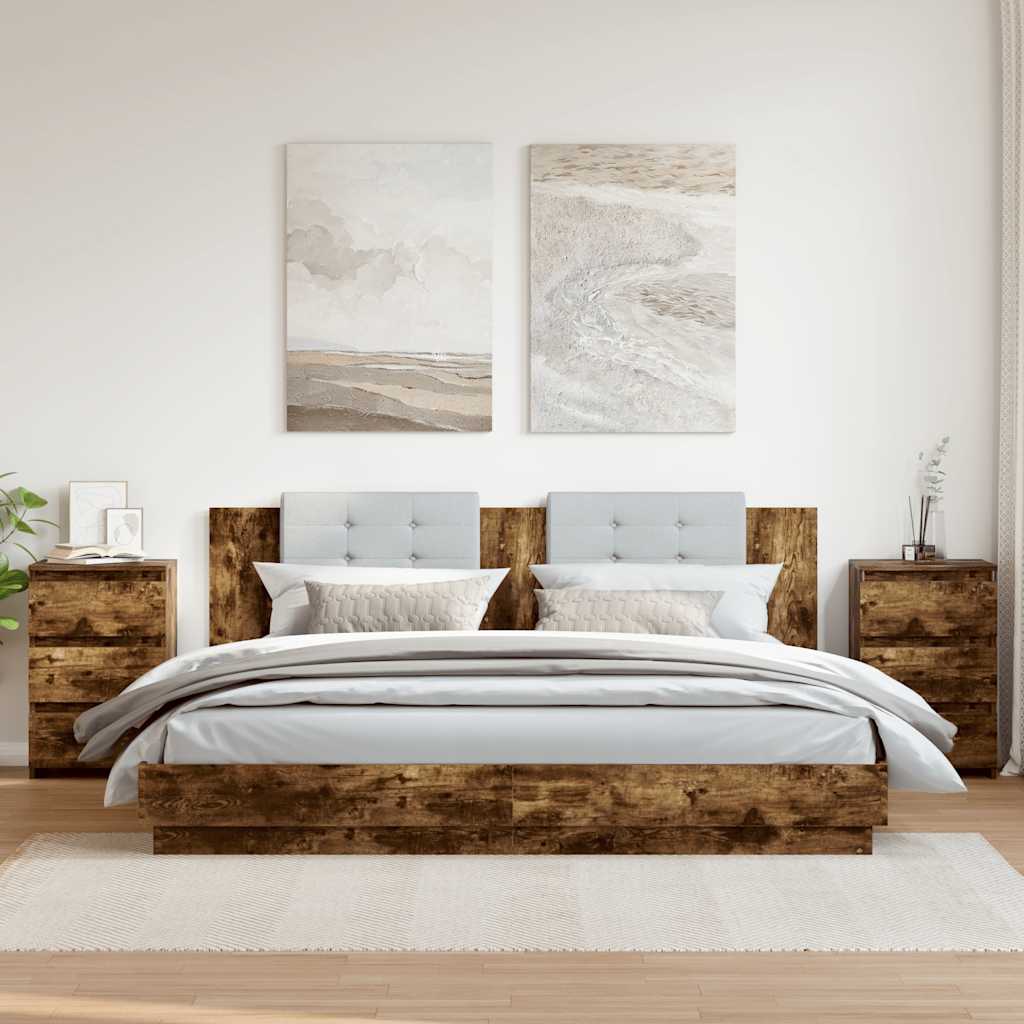 Tables de chevet 2pcs Chêne fumé 40x35x62,5cm Bois d'ingénierie - XIOS