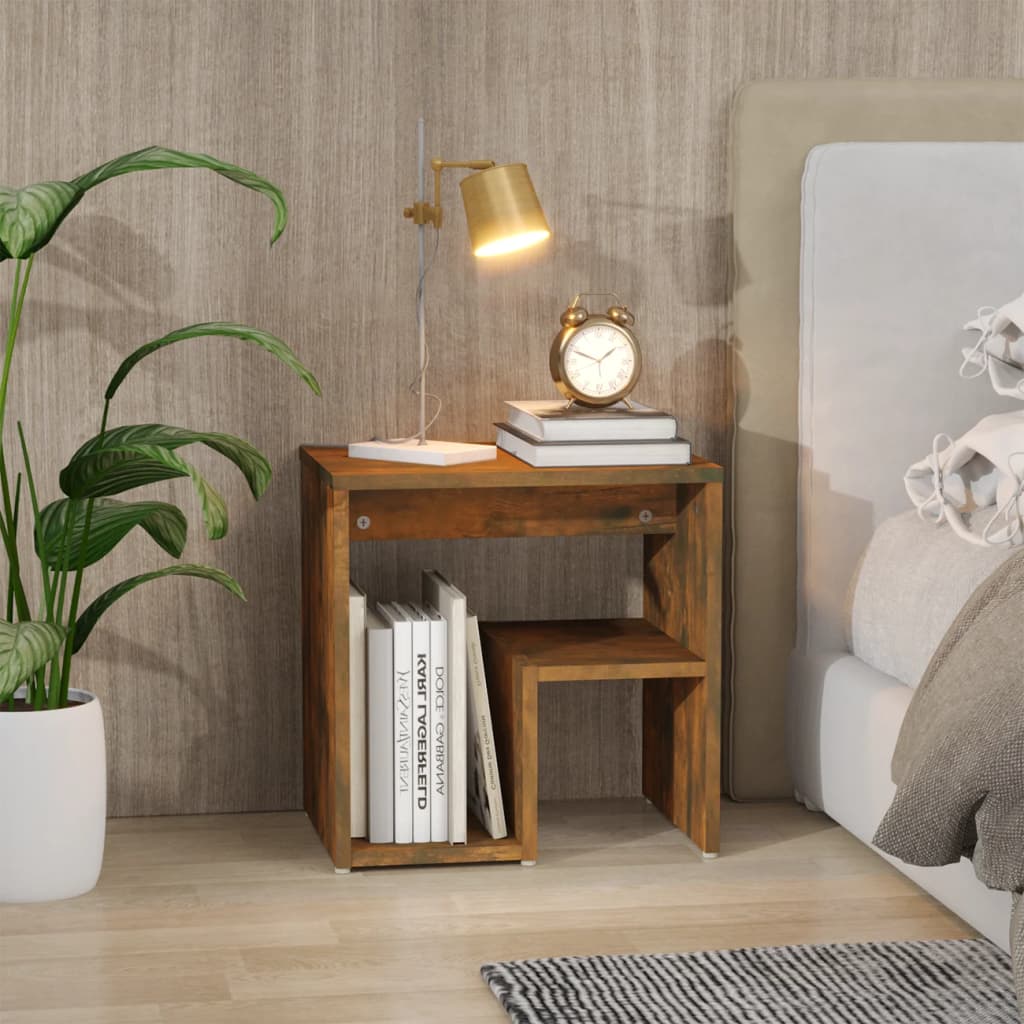 Table de chevet Chêne fumé 40x30x40 cm Bois d'ingénierie - XIOS