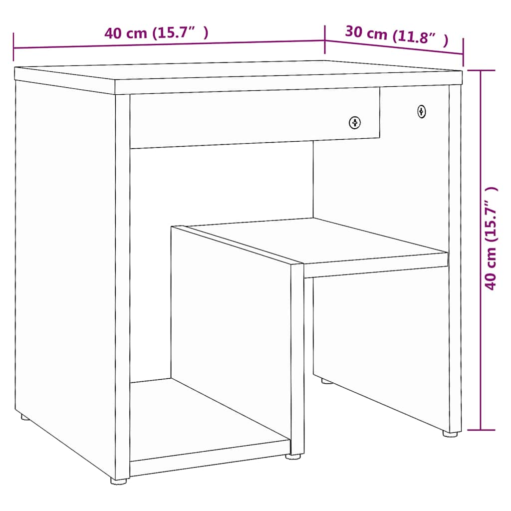 Tables de chevet 2 pcs Chêne fumé 40x30x40 cm Bois d'ingénierie