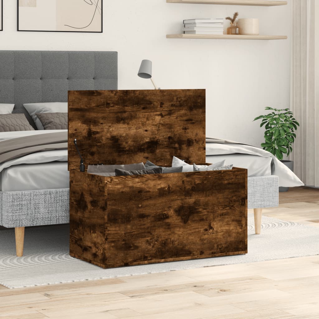 Coffre de rangement Chêne fumé 84x42x46 cm Bois d'ingénierie