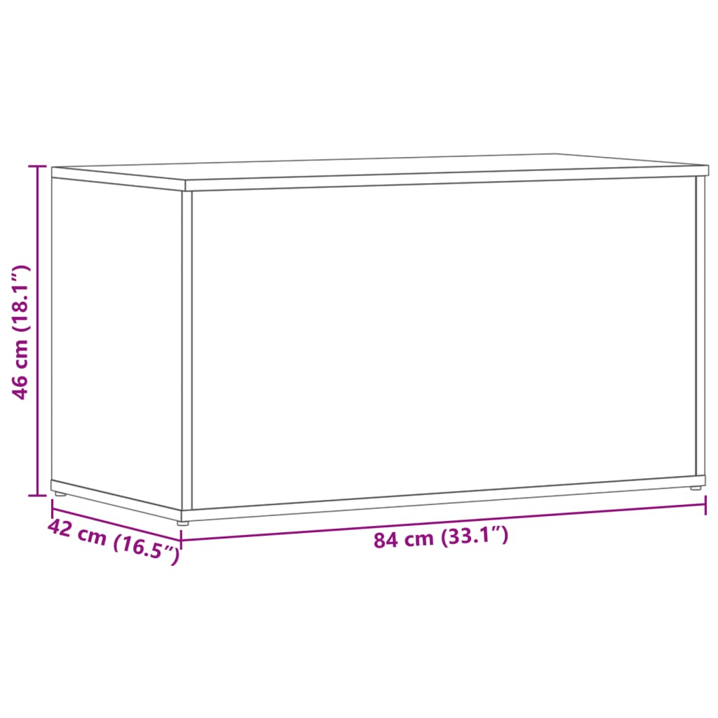 Coffre de rangement Chêne fumé 84x42x46 cm Bois d'ingénierie