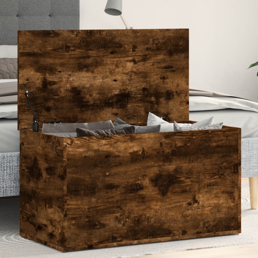Coffre de rangement Chêne fumé 84x42x46 cm Bois d'ingénierie