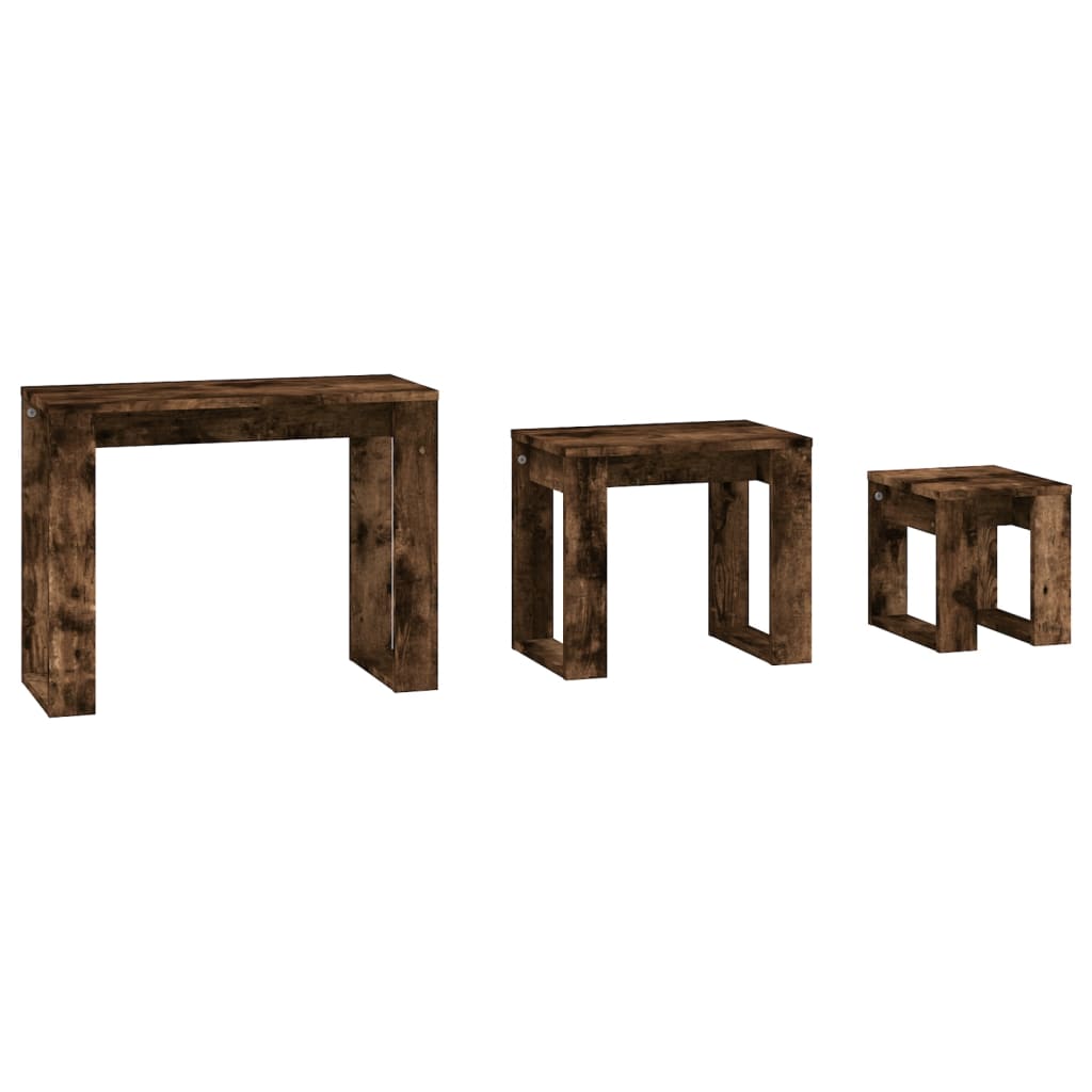Tables gigognes 3 pcs Chêne fumé Bois d'ingénierie - XIOS