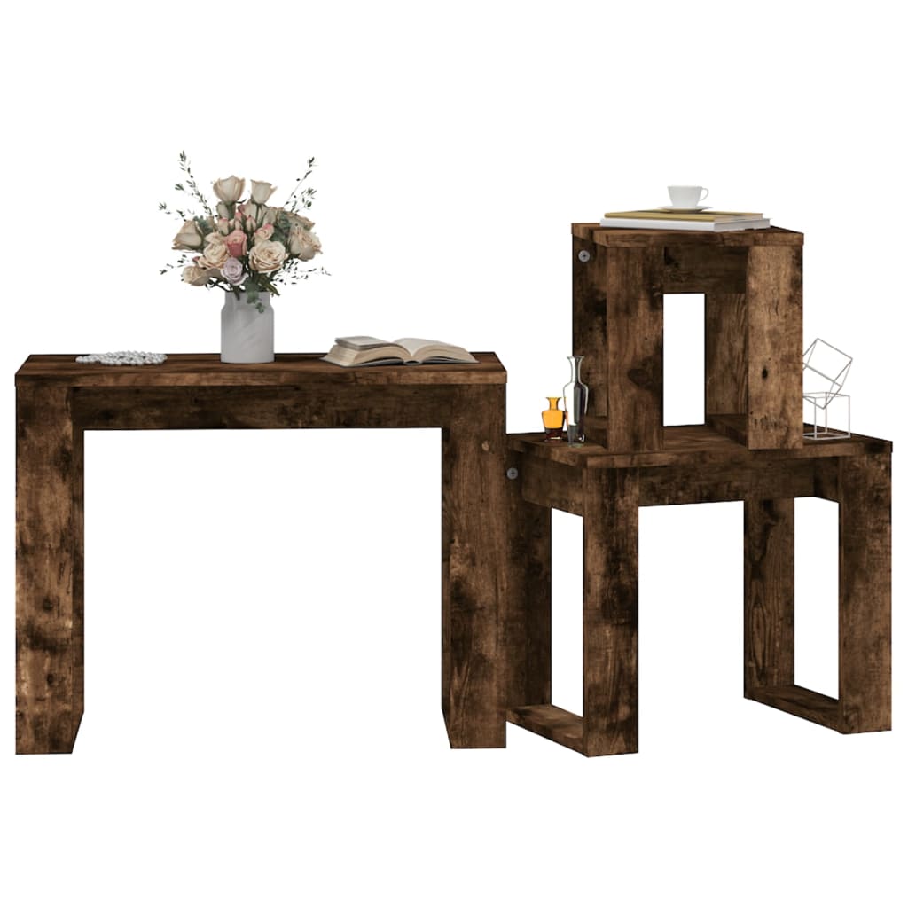 Tables gigognes 3 pcs Chêne fumé Bois d'ingénierie - XIOS