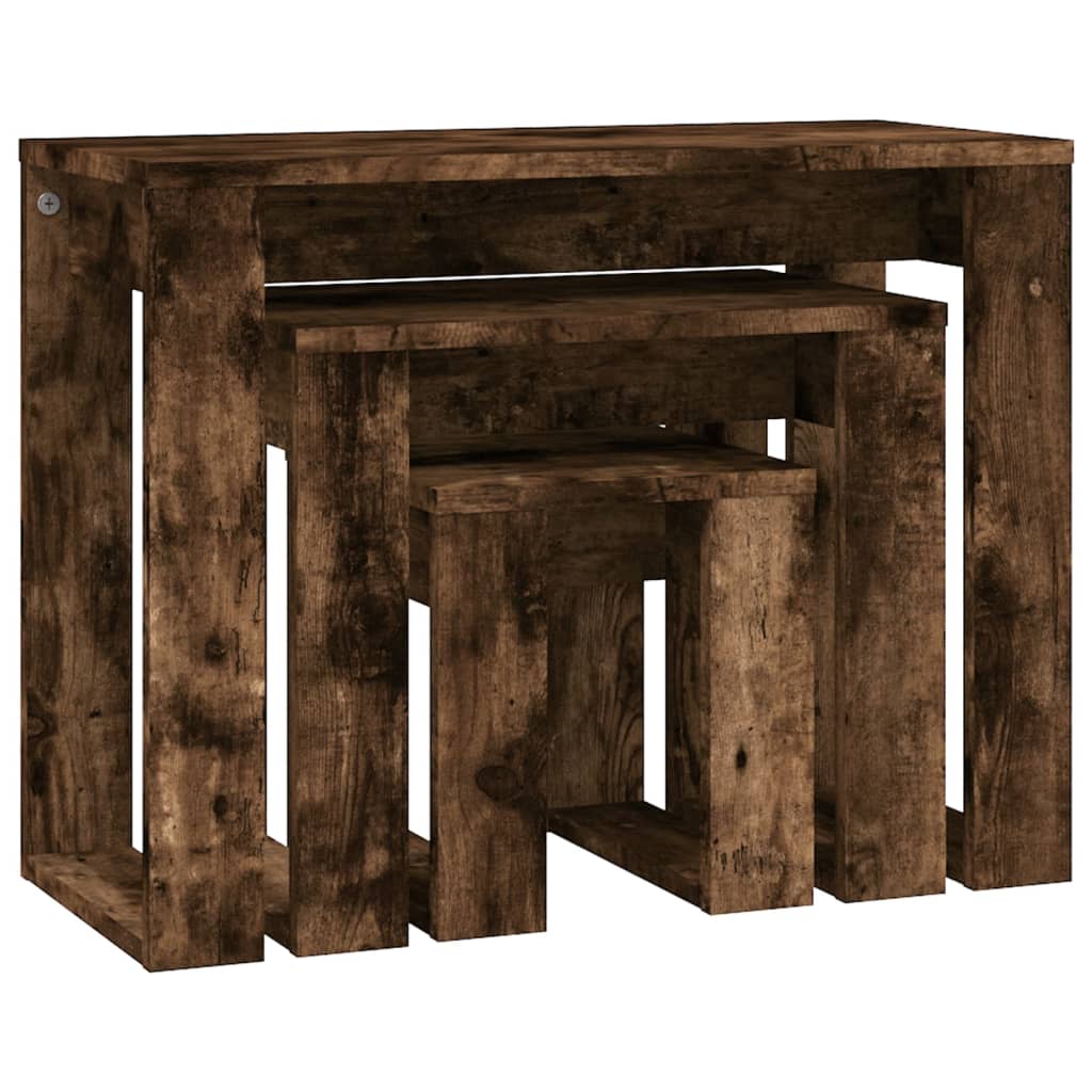 Tables gigognes 3 pcs Chêne fumé Bois d'ingénierie - XIOS