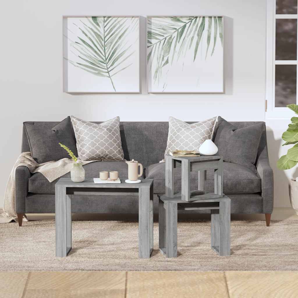 Tables gigognes 3 pcs Sonoma gris Bois d'ingénierie - XIOS
