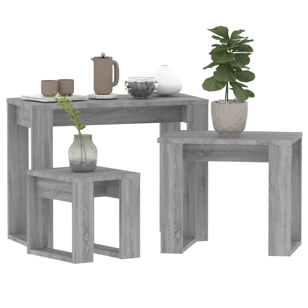 Tables gigognes 3 pcs Sonoma gris Bois d'ingénierie - XIOS