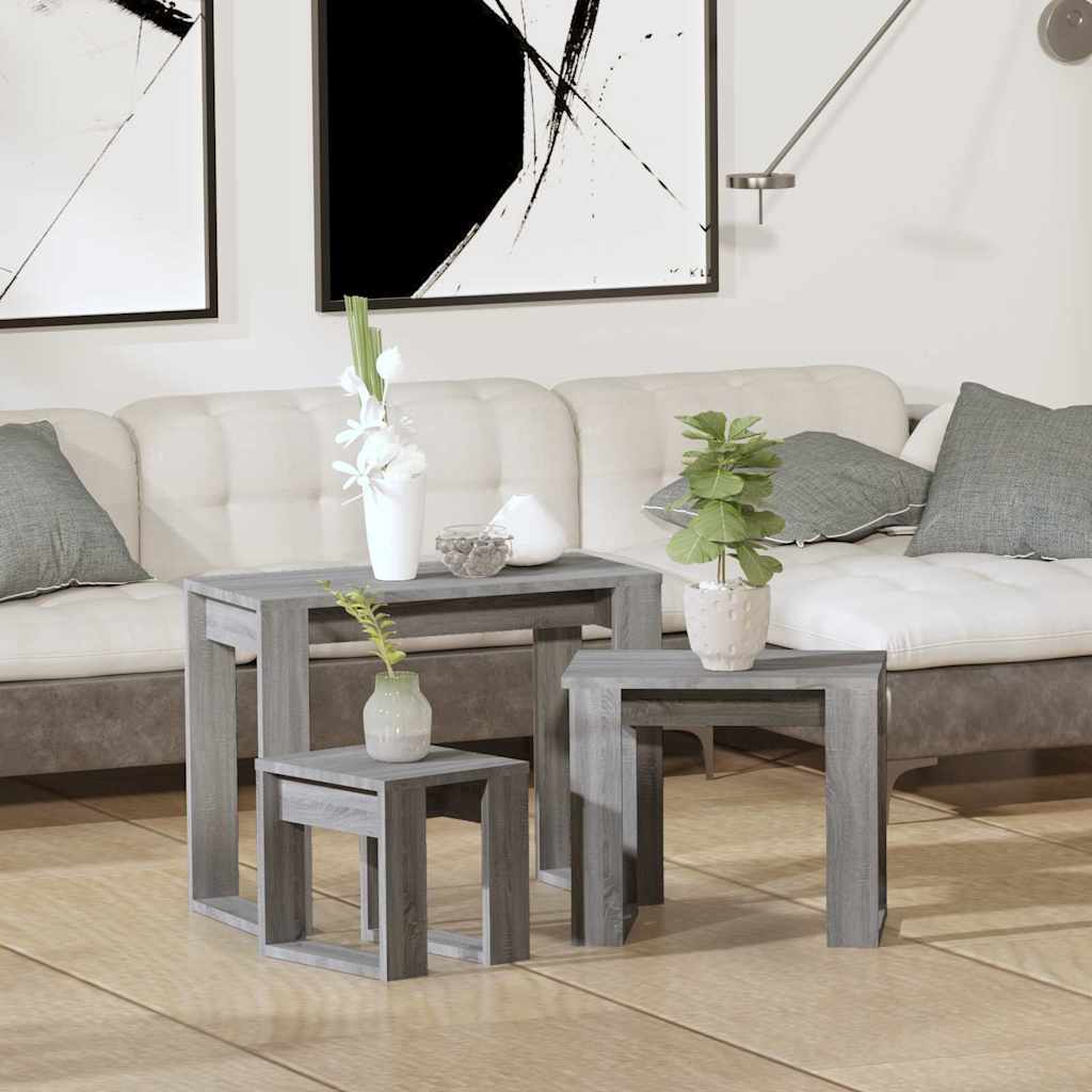 Tables gigognes 3 pcs Sonoma gris Bois d'ingénierie - XIOS