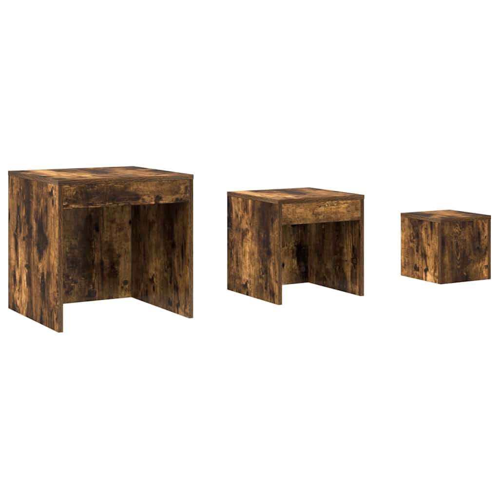 Tables gigognes 3 pcs Chêne fumé Bois d'ingénierie - XIOS
