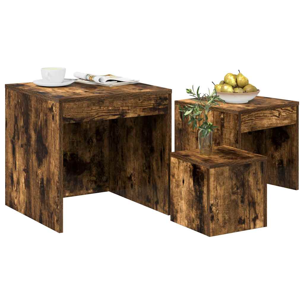 Tables gigognes 3 pcs Chêne fumé Bois d'ingénierie - XIOS