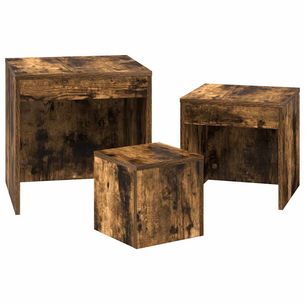 Tables gigognes 3 pcs Chêne fumé Bois d'ingénierie - XIOS