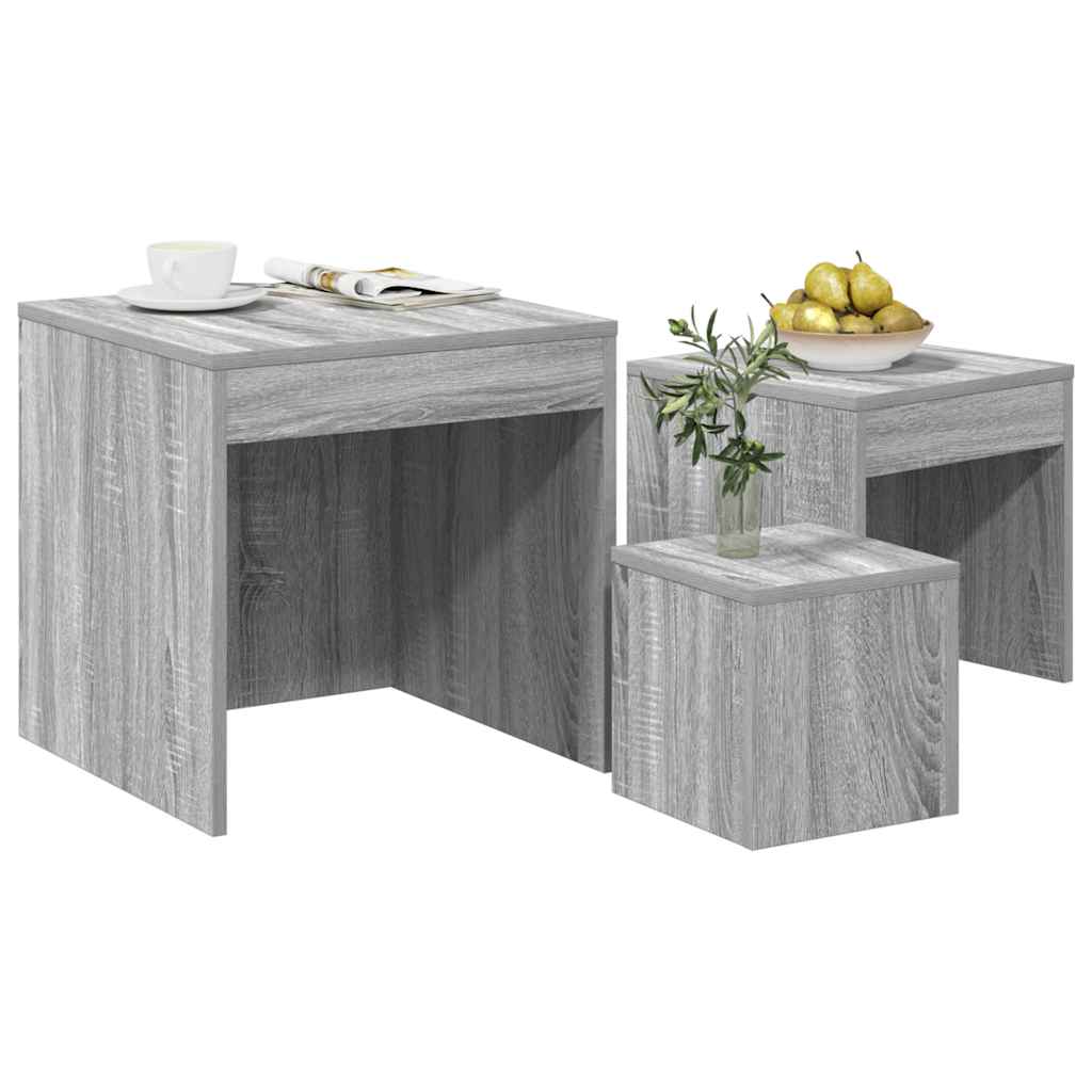 Tables gigognes 3 pcs Sonoma gris Bois d'ingénierie - XIOS