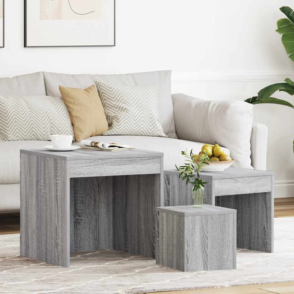 Tables gigognes 3 pcs Sonoma gris Bois d'ingénierie - XIOS