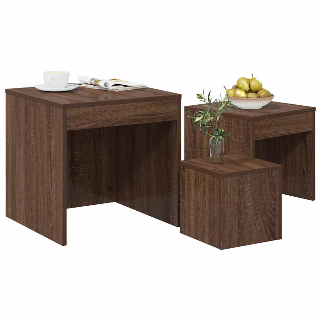 Tables gigognes 3 pcs Chêne marron Bois d'ingénierie - XIOS